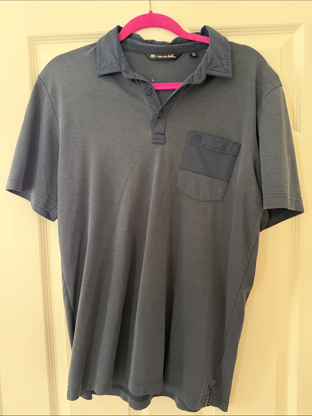 Travis Mathew Slate Blue Short Sleeve Pocket Polo